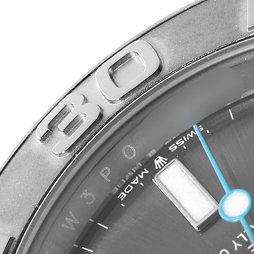 The image shows a close-up of a Rolex Yacht-Master 126622 Men's Stainless Steel Grey Dial 126622 Men's Stainless Steel Grey Dial watch, highlighting the bezel and part of the dial.