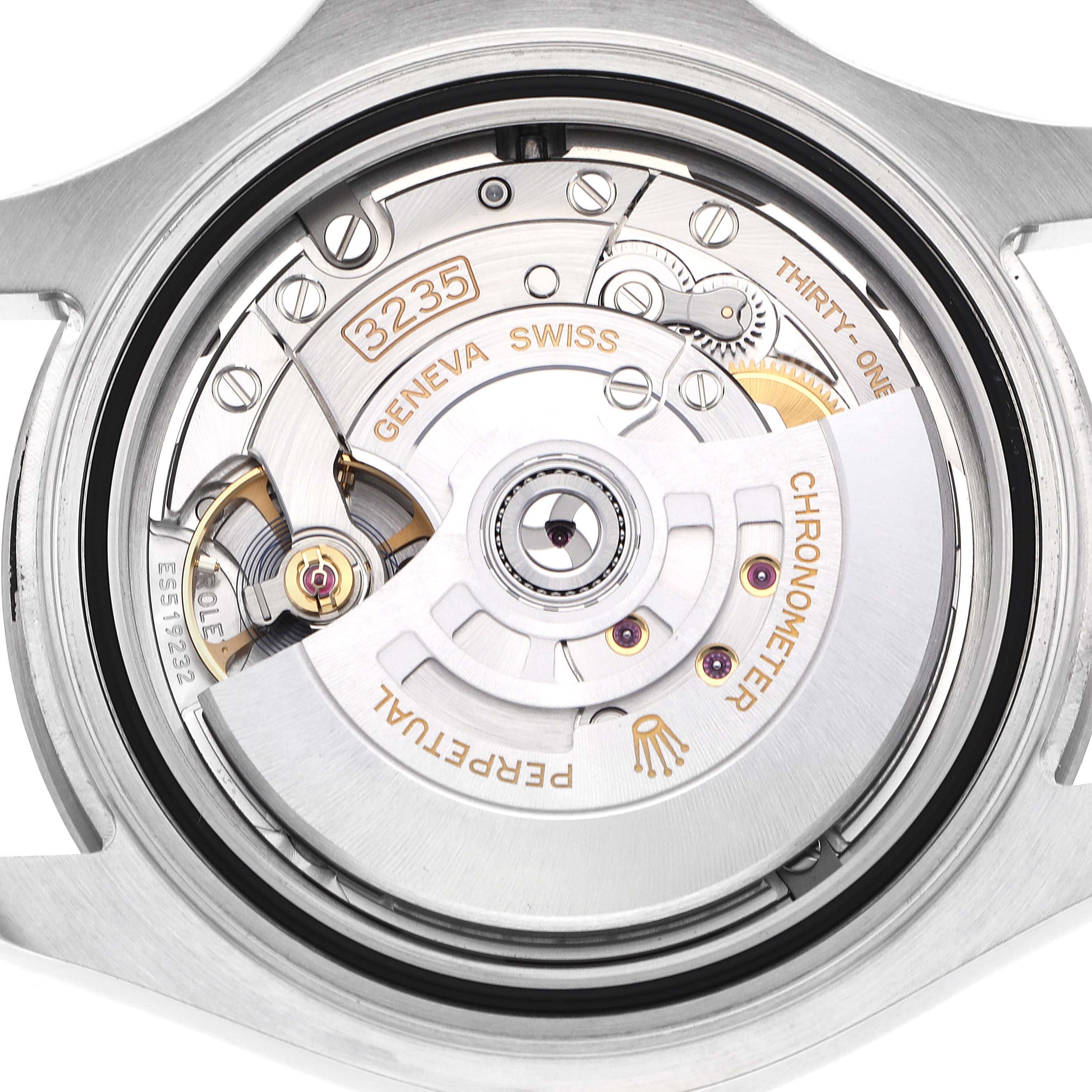 The image shows the movement of a Rolex Yacht-Master 126622 Men's Stainless Steel Blue Dial 126622 Men's Stainless Steel Blue Dial watch, highlighting the intricate internal components.