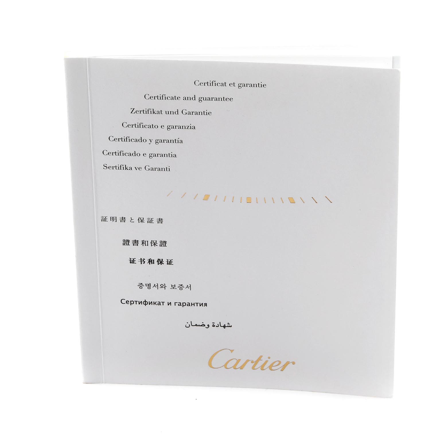 The image shows the Certificate and Guarantee booklet for the Cartier Tank Anglaise WT100024 Women's Steel and Gold (two tone) Silver Dial WT100024 Women's Steel and Gold (two tone) Silver Dial watch.