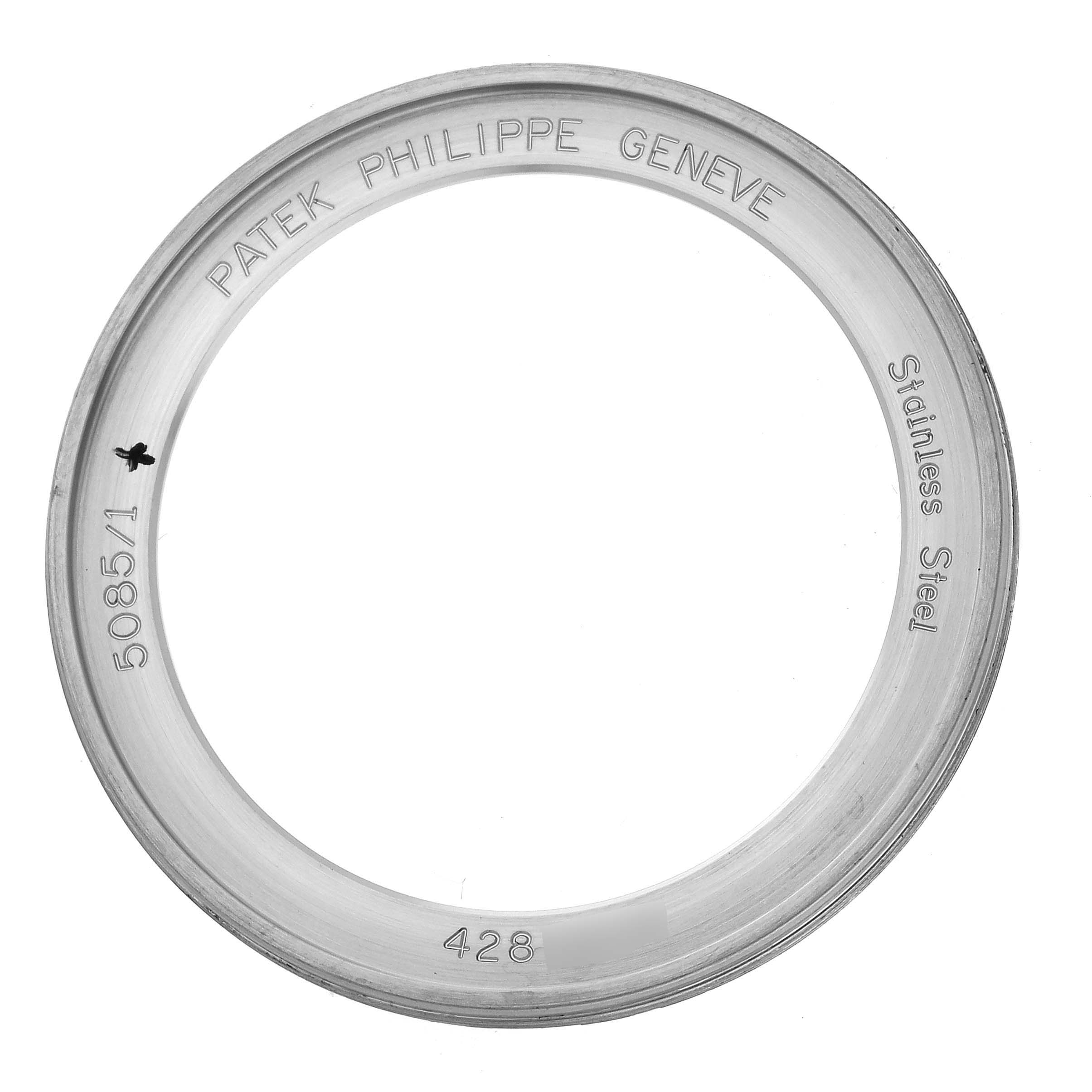 The image shows a stainless steel bezel for the Neptune model by Patek Philippe, captured from a top-down angle.