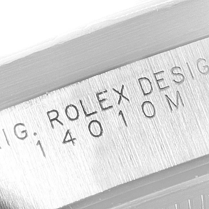 This image shows an engraved part of the Air-King model by Rolex, featuring its model number.