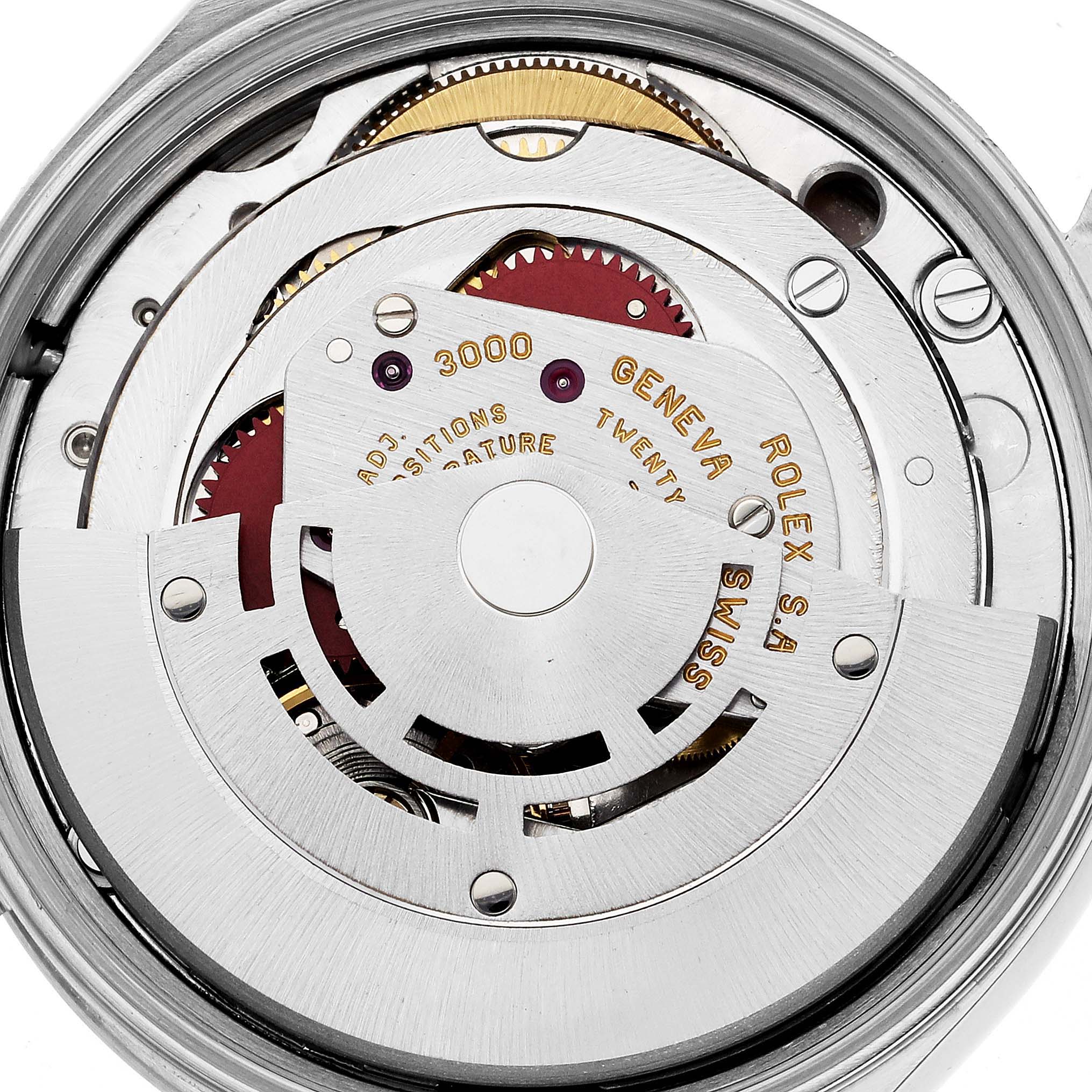 This image shows the movement mechanism from the back of a Rolex Air-King 14000 Men's Stainless Steel Silver Dial 14000 Men's Stainless Steel Silver Dial watch.