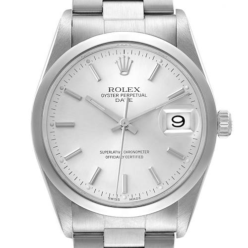 Photo of Rolex Date Silver Dial Smooth Bezel Automatic Steel Mens Watch 15200