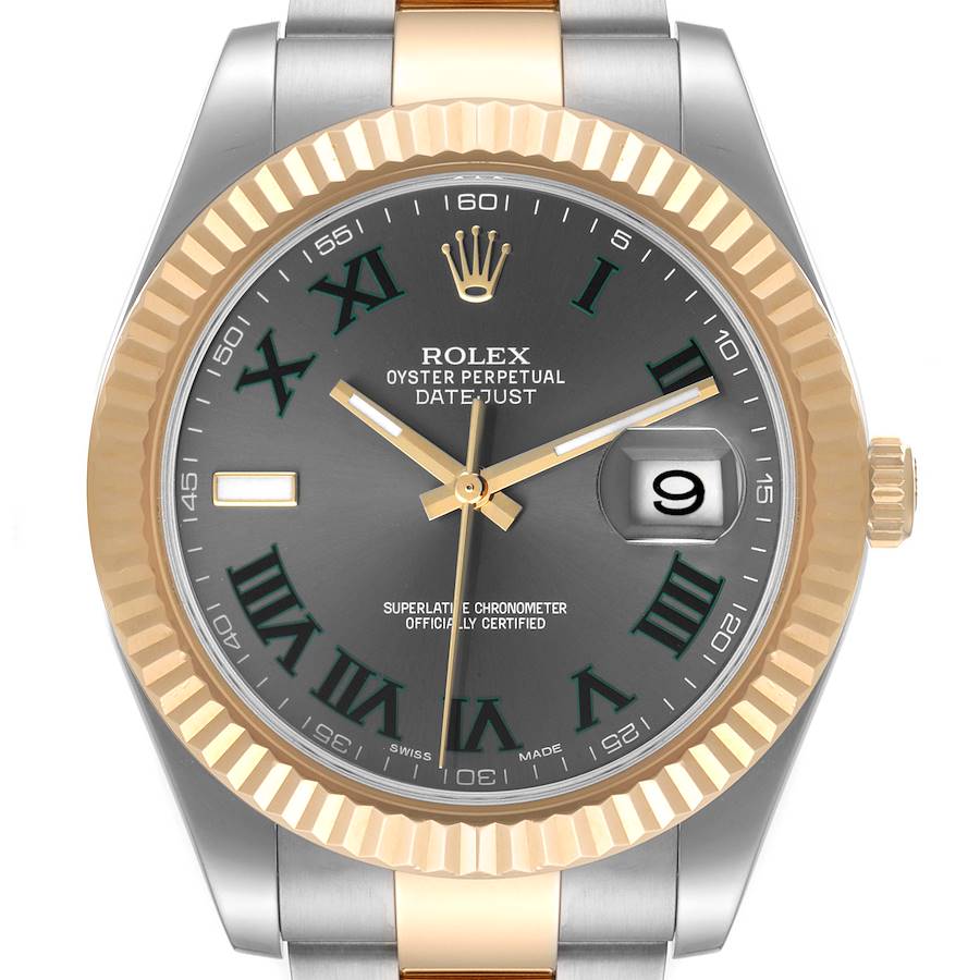 Rolex Datejust II Steel Yellow Gold Wimbledon Dial Mens Watch 116333 SwissWatchExpo