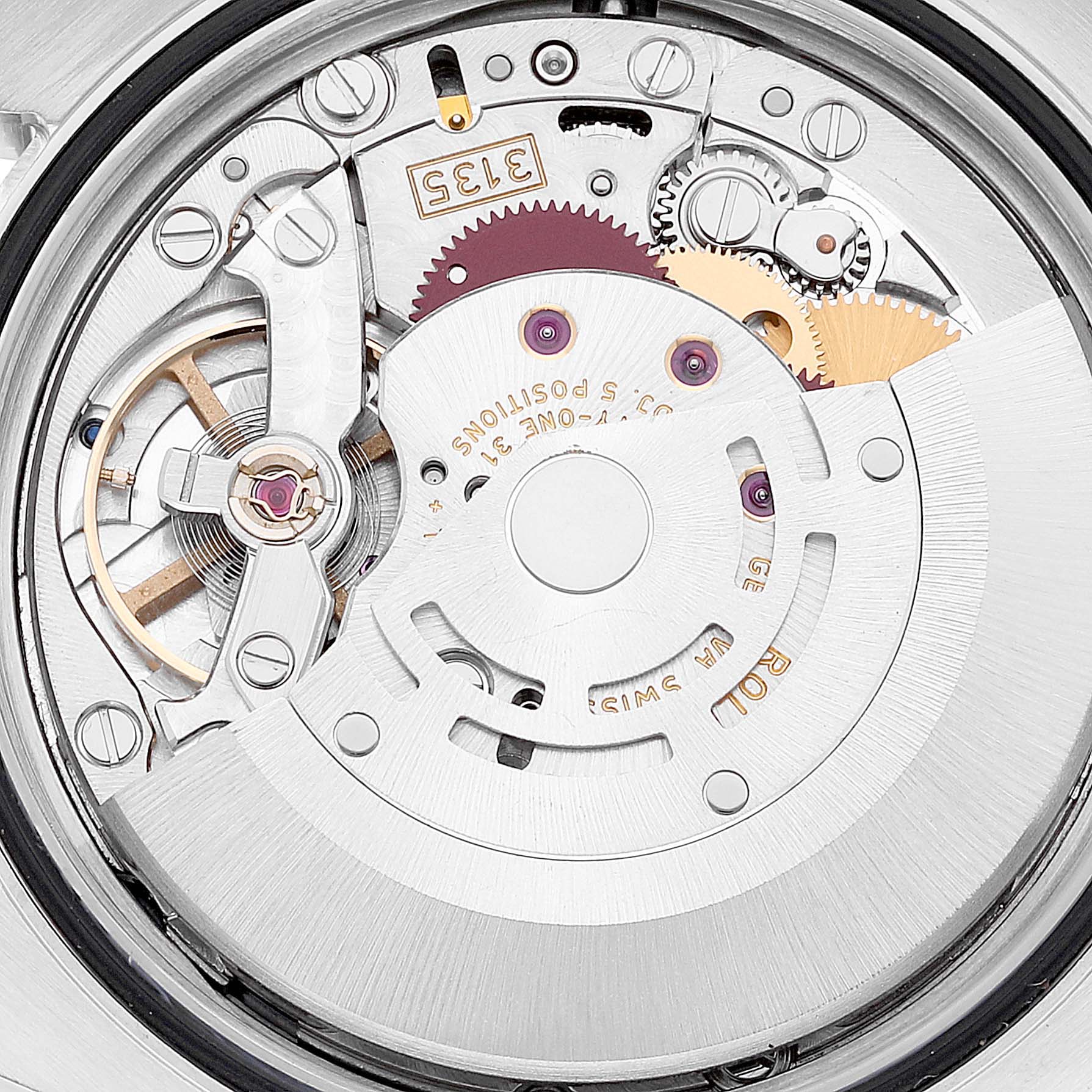 This image shows the intricate internal mechanism of a Rolex Turn-o-Graph 116264 Men's Stainless Steel Black Dial 116264 Men's Stainless Steel Black Dial watch.