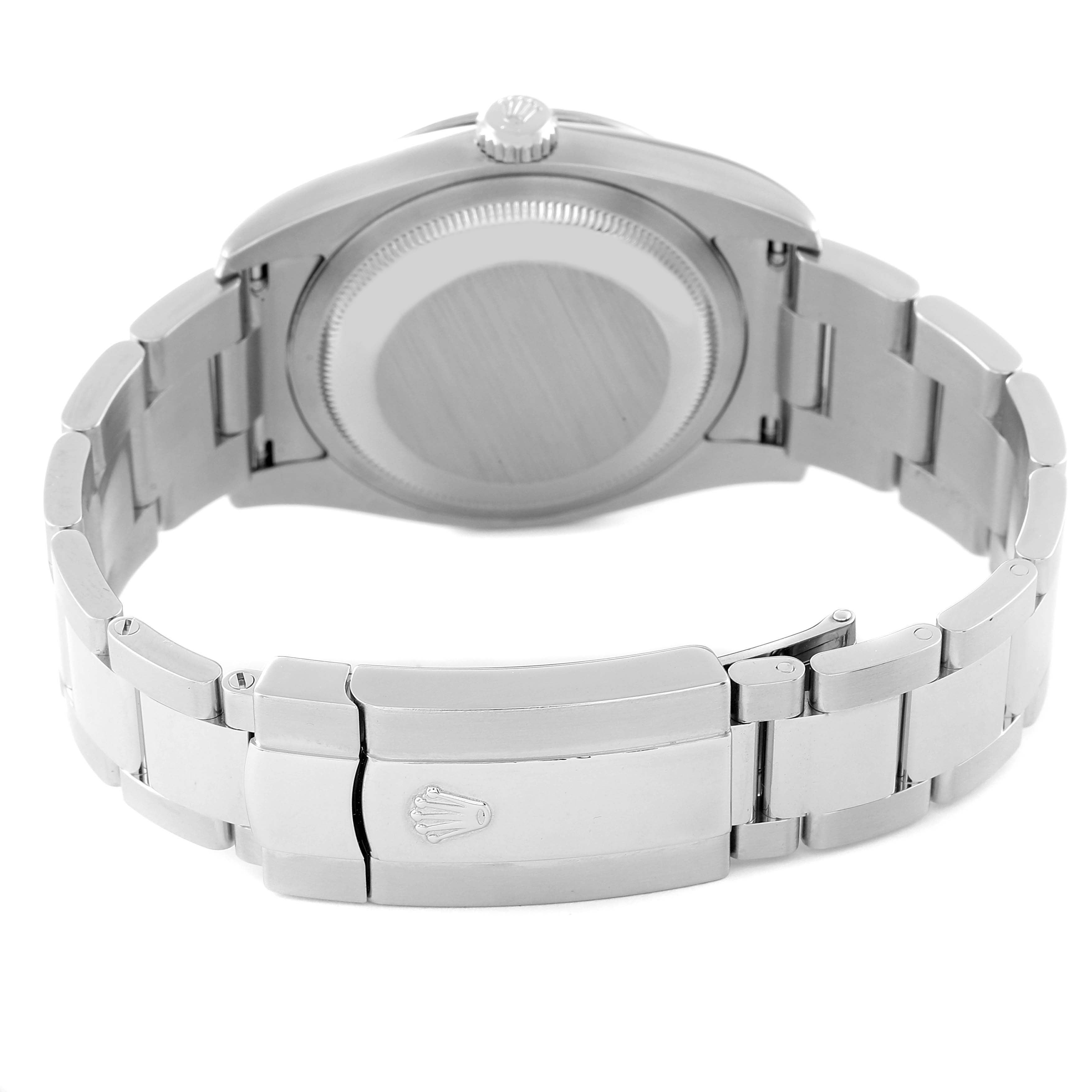 The image shows the back of the Rolex Turn-o-Graph 116264 Men's Stainless Steel Black Dial 116264 Men's Stainless Steel Black Dial watch, including the case back and the bracelet with its clasp.