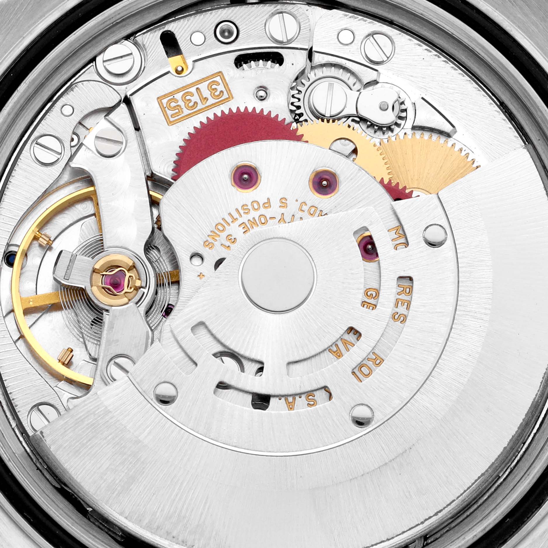 This image shows the internal movement mechanism of a Rolex Turn-o-Graph 16264 Men's Stainless Steel Black Dial 16264 Men's Stainless Steel Black Dial watch from a close-up angle.