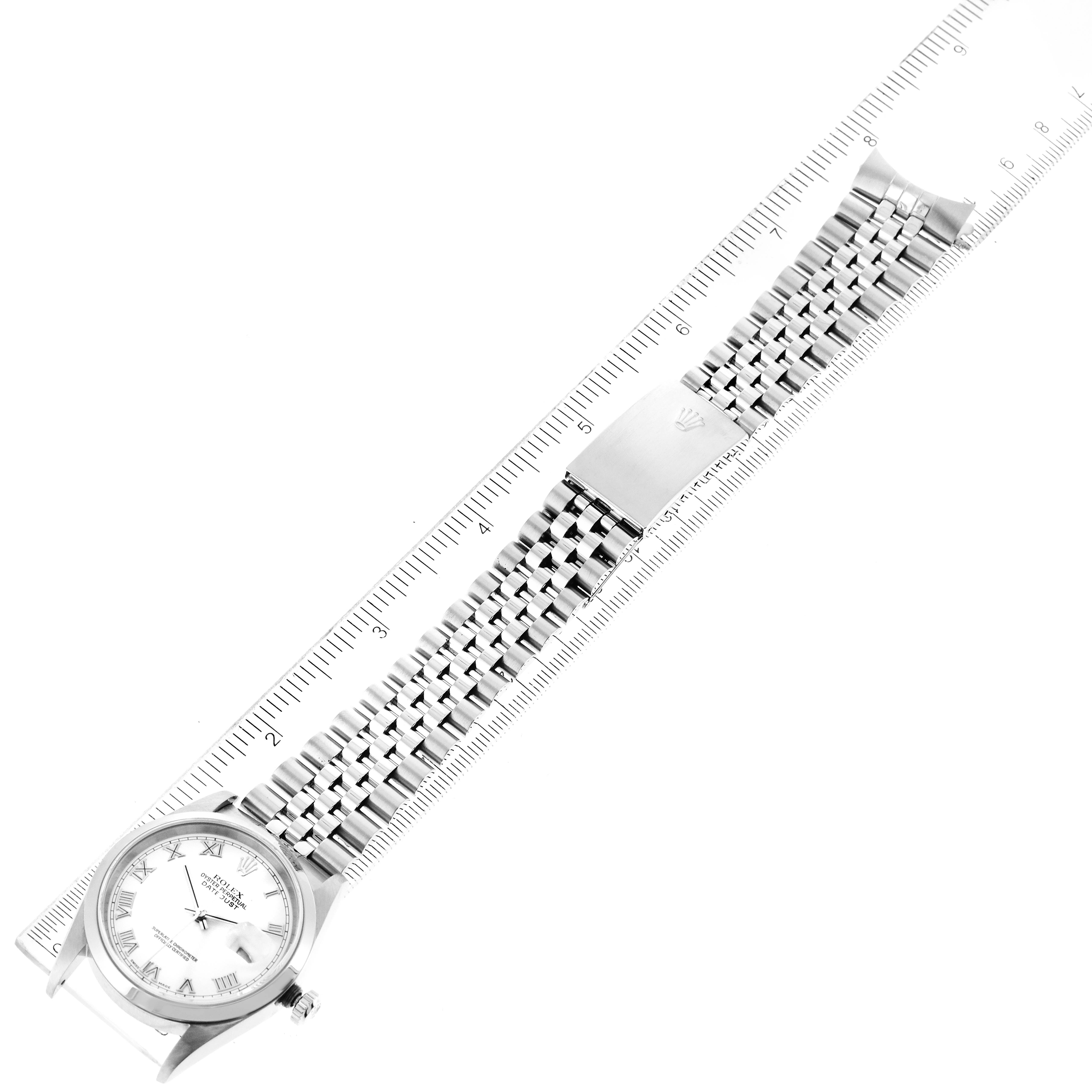 Rolex Datejust White Roman Dial Jubilee Bracelet Steel Mens Watch 16200 ...