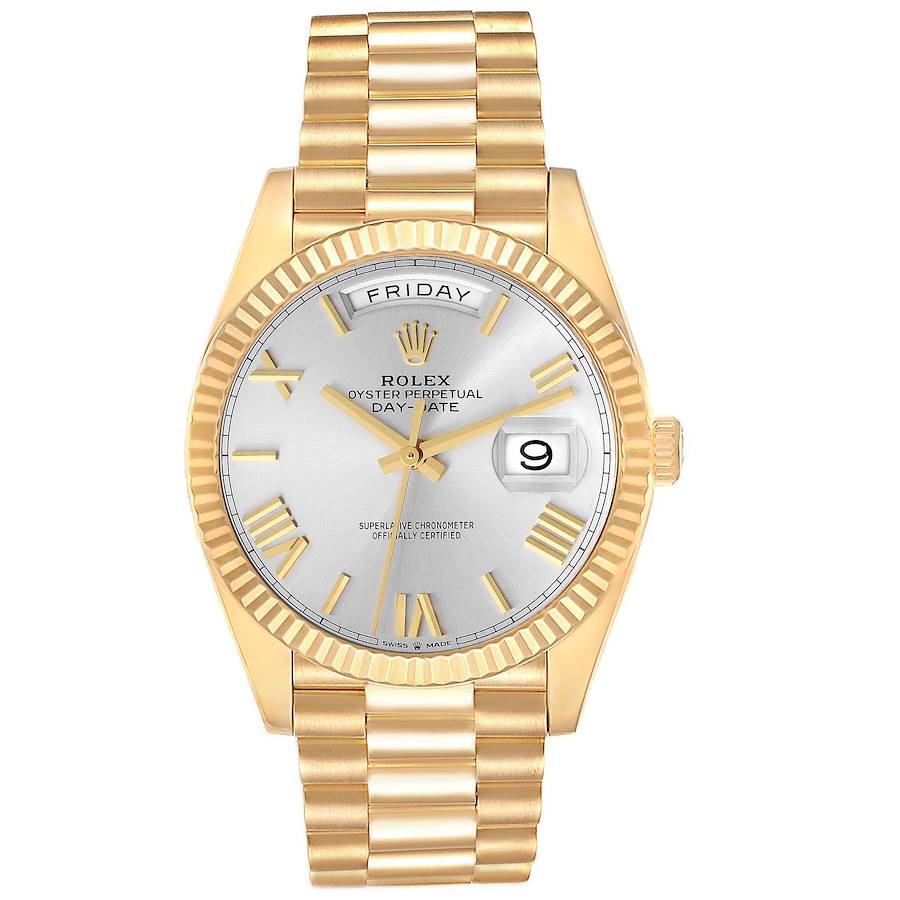 Rolex President Day Date 40 Yellow Gold Silver Dial Mens Watch 228238 ...