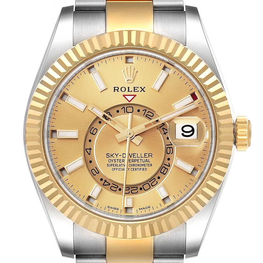 Rolex Sky Dweller Gold Steel Champagne Mens Watch 326933 |