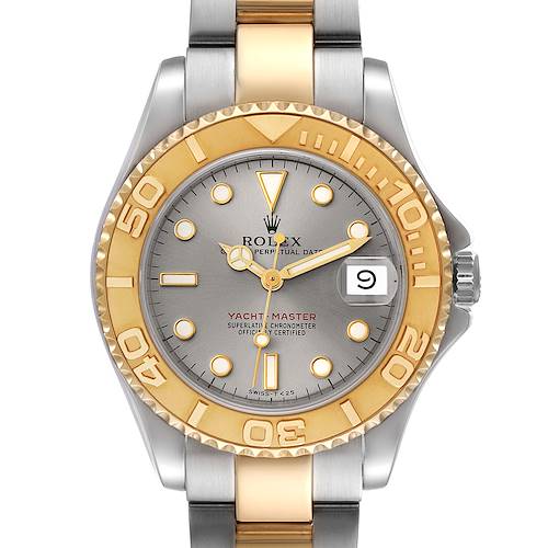 Photo of Rolex Yachtmaster 35 Midsize Steel Yellow Gold Slate Dial Mens Watch 68623