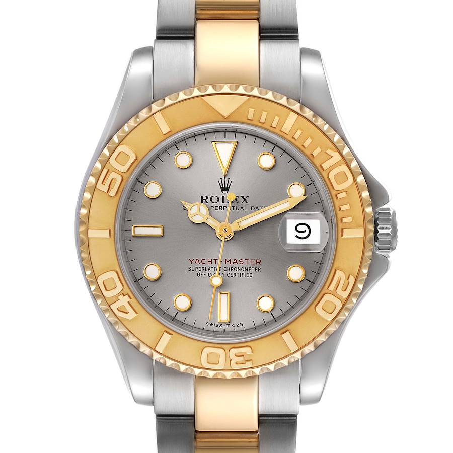 Rolex Yachtmaster 35 Midsize Steel Yellow Gold Slate Dial Mens Watch 68623 SwissWatchExpo