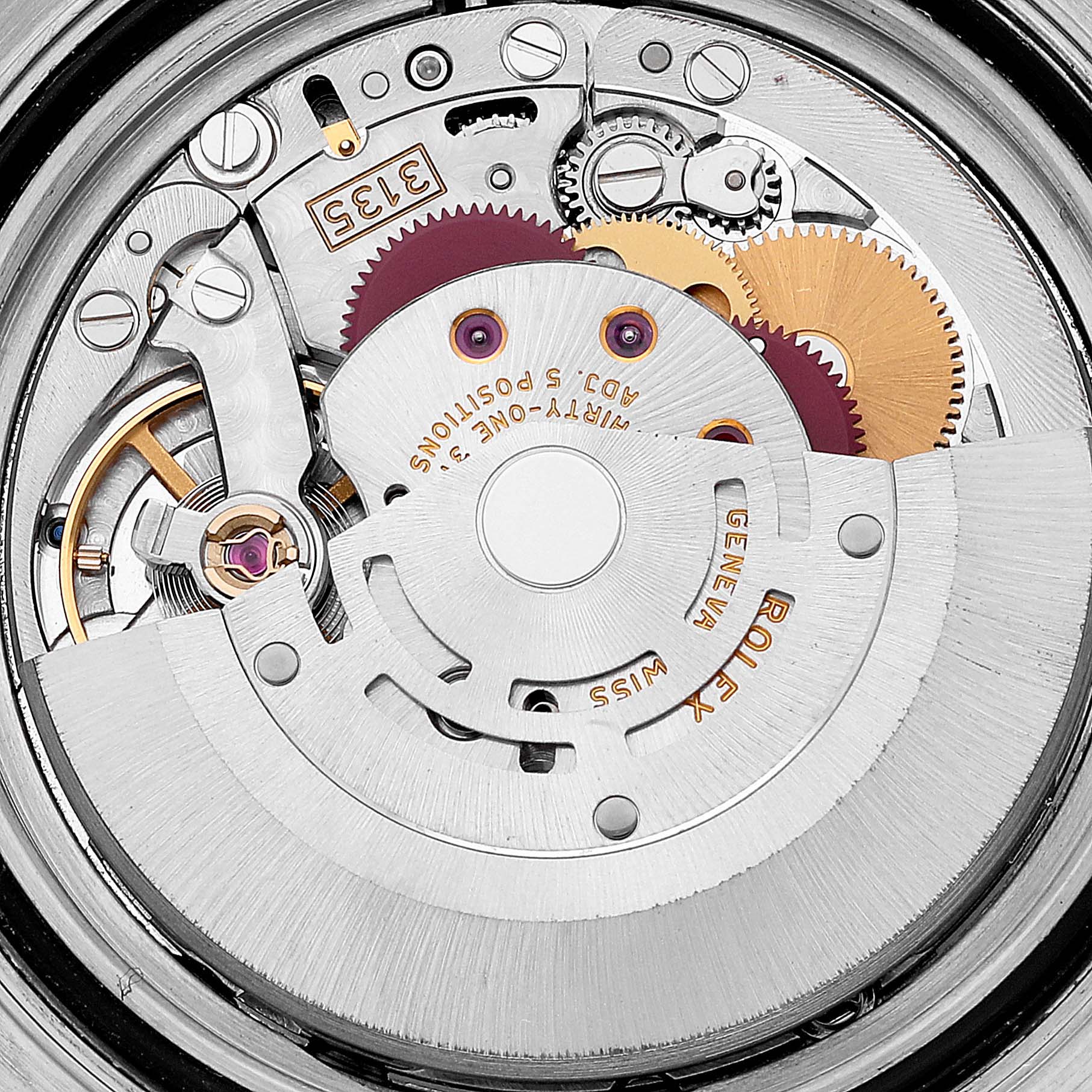 The image shows a close-up of the movement mechanism of a Rolex Yacht-Master 16622 Men's Stainless Steel Silver Dial 16622 Men's Stainless Steel Silver Dial watch.
