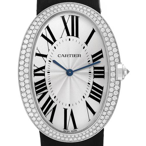 Photo of Cartier Baignoire Large White Gold Diamond Ladies Watch WB520009 Box Card
