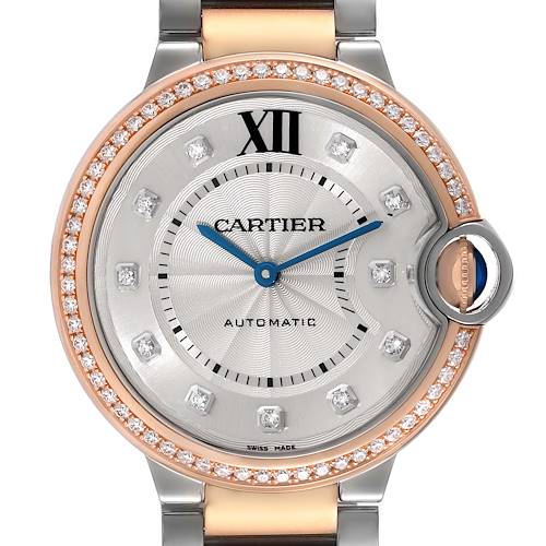 Photo of Cartier Ballon Bleu Steel Rose Gold Diamond Ladies Watch W3BB0004