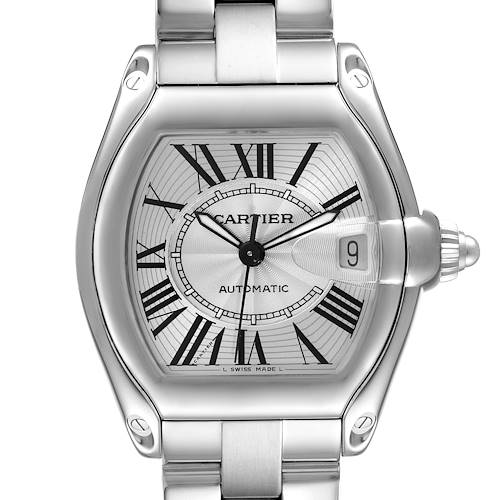Photo of Cartier Roadster Large Silver Dial Steel Mens Watch W62025V3 Box Papers