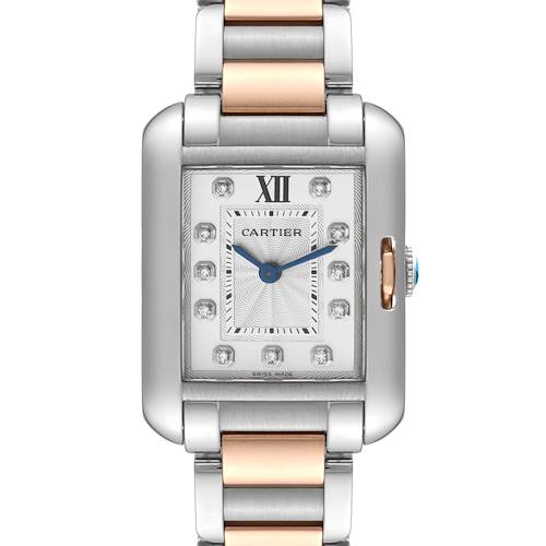 Photo of Cartier Tank Anglaise Small Steel Rose Gold Diamond Dial Ladies Watch WT100024