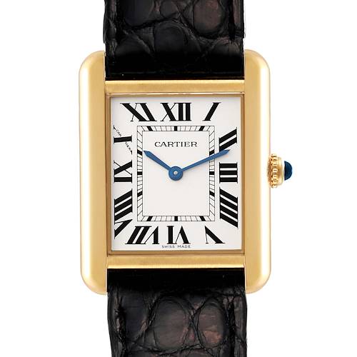 Photo of Cartier Tank Solo Small Yellow Gold Steel Silver Dial Ladies Watch W1018755