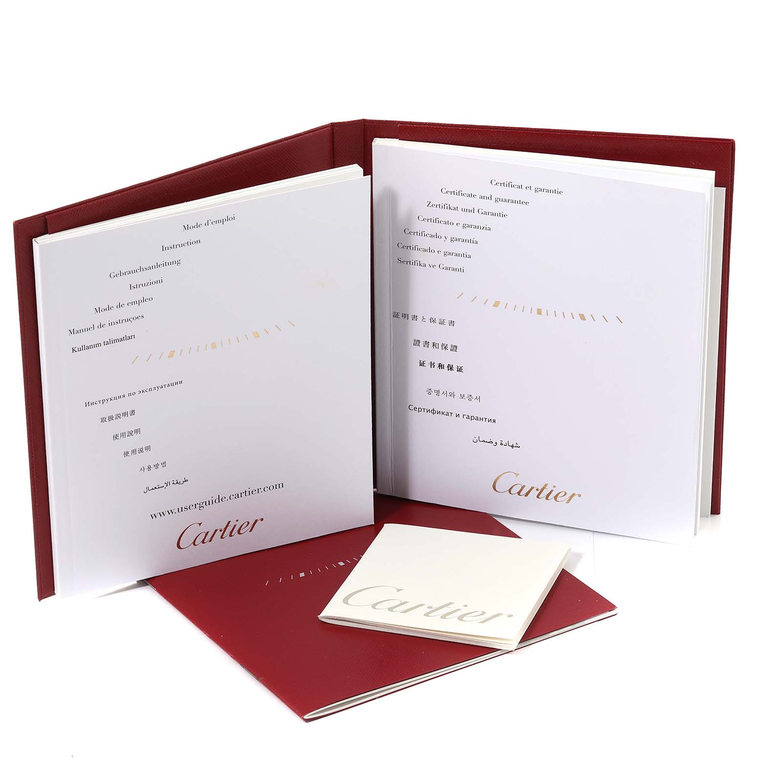 The image shows the instruction manual and certificate for the Cartier Tank Solo W5200027 Men
s Stainless Steel Silver Dial W5200027 Men
s Stainless Steel Silver Dial watch.