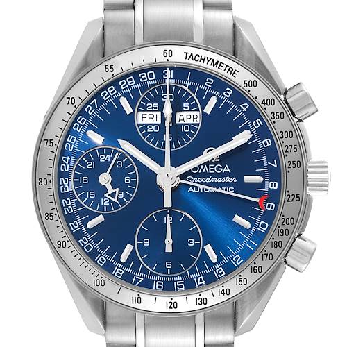 Photo of Omega Speedmaster Day-Date 39 Blue Dial Steel Mens Watch 3523.80.00 Box Card