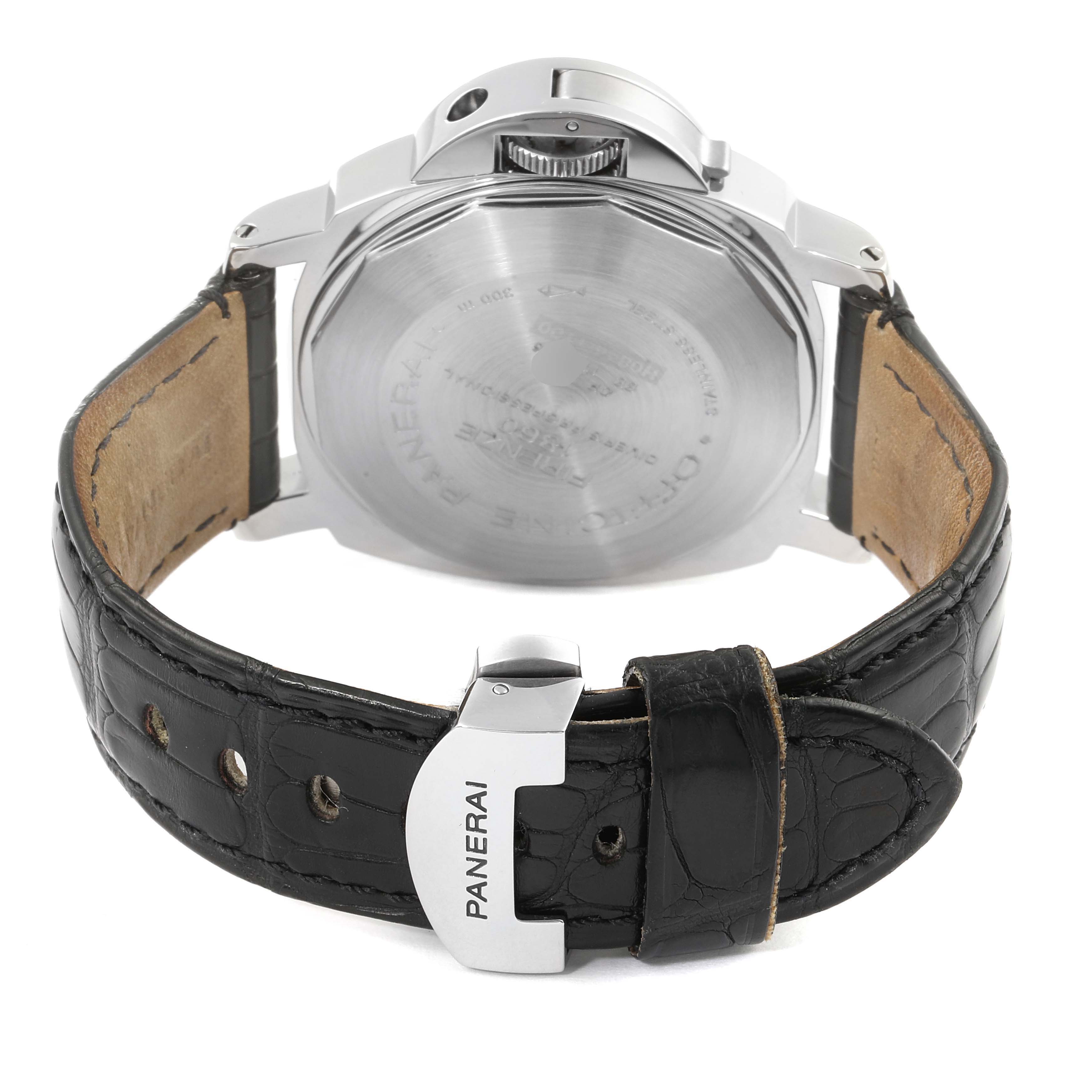 The image shows the back case and strap of the Panerai Submersible PAM00024 Men's Stainless Steel Black Dial PAM00024 Men's Stainless Steel Black Dial watch from a rear angle.