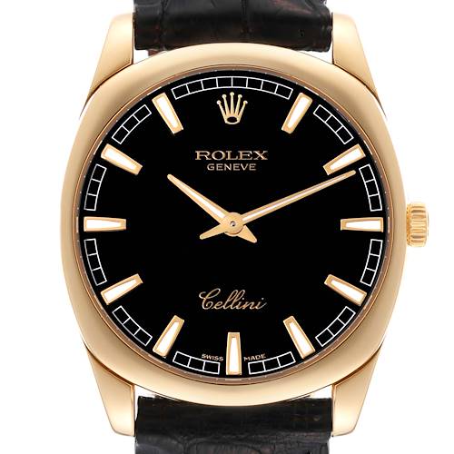 Photo of Rolex Cellini Danaos Yellow Gold Black Dial Mens Watch 4243