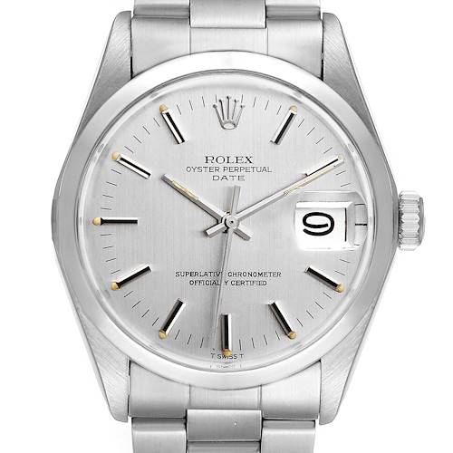 Photo of Rolex Date Stainless Steel Silver Dial Vintage Mens Watch 1500 Papers