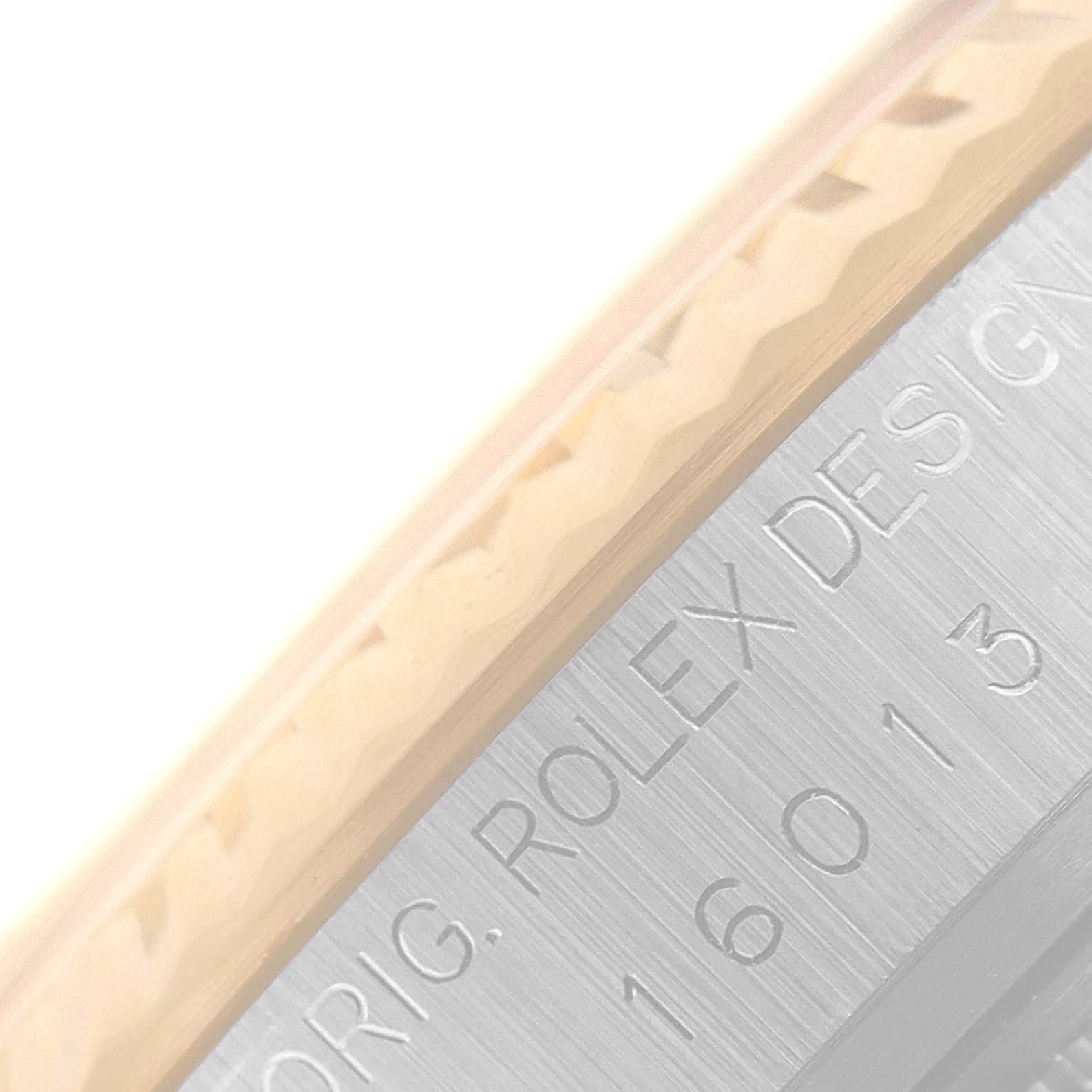 The image shows a close-up of the side engraving with the model number on a Rolex Vintage Collection 16013 Men's Steel and Gold (two tone) Champagne Dial 16013 Men's Steel and Gold (two tone) Champagne Dial watch.