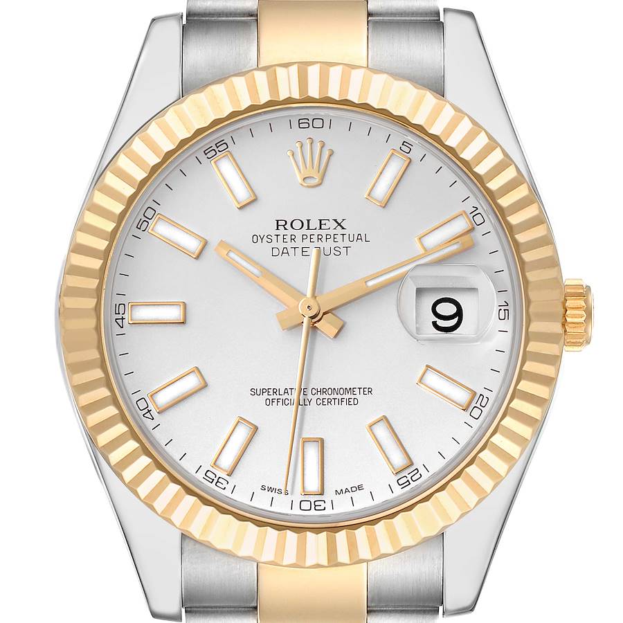 Rolex Datejust II Steel Yellow Gold Silver Dial Watch 116333 Box Card SwissWatchExpo