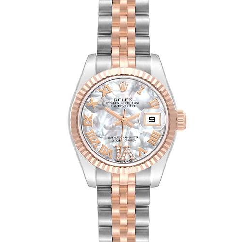 Photo of Rolex Datejust Steel Rose Gold Mother of Pearl Diamond Dial Ladies Watch 179171