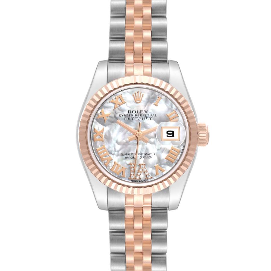 Rolex Datejust Steel Rose Gold Mother of Pearl Diamond Dial Ladies Watch 179171 SwissWatchExpo