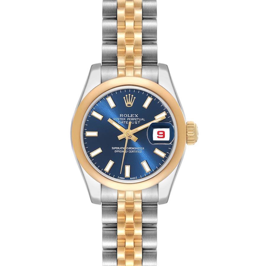 Rolex Datejust Steel Yellow Gold Blue Dial Ladies Watch 179163 SwissWatchExpo