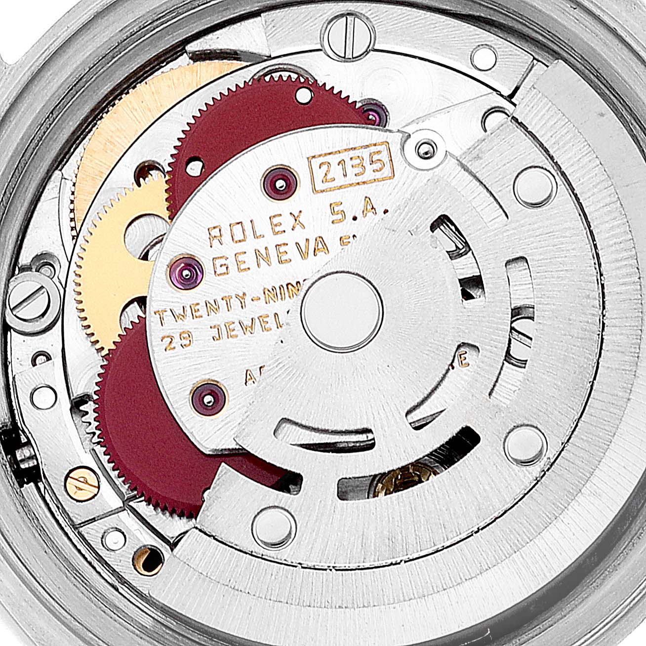 This image shows the movement mechanism of a Rolex Datejust 69173 Women's Steel and Gold (two tone) Champagne Dial 69173 Women's Steel and Gold (two tone) Champagne Dial watch model in close-up detail.