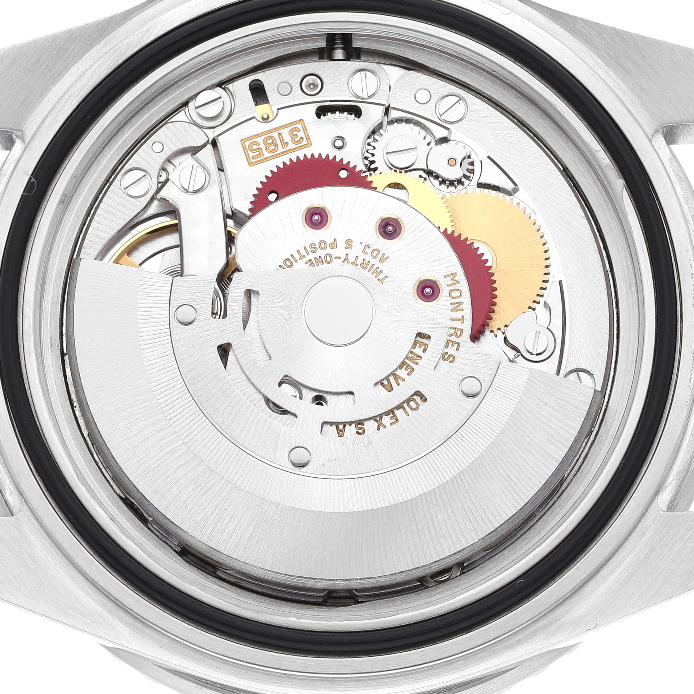 This image shows the detailed movement mechanism of a Rolex GMT-Master 16710 Men
s Stainless Steel Black Dial 16710 Men
s Stainless Steel Black Dial model watch from a rear angle.