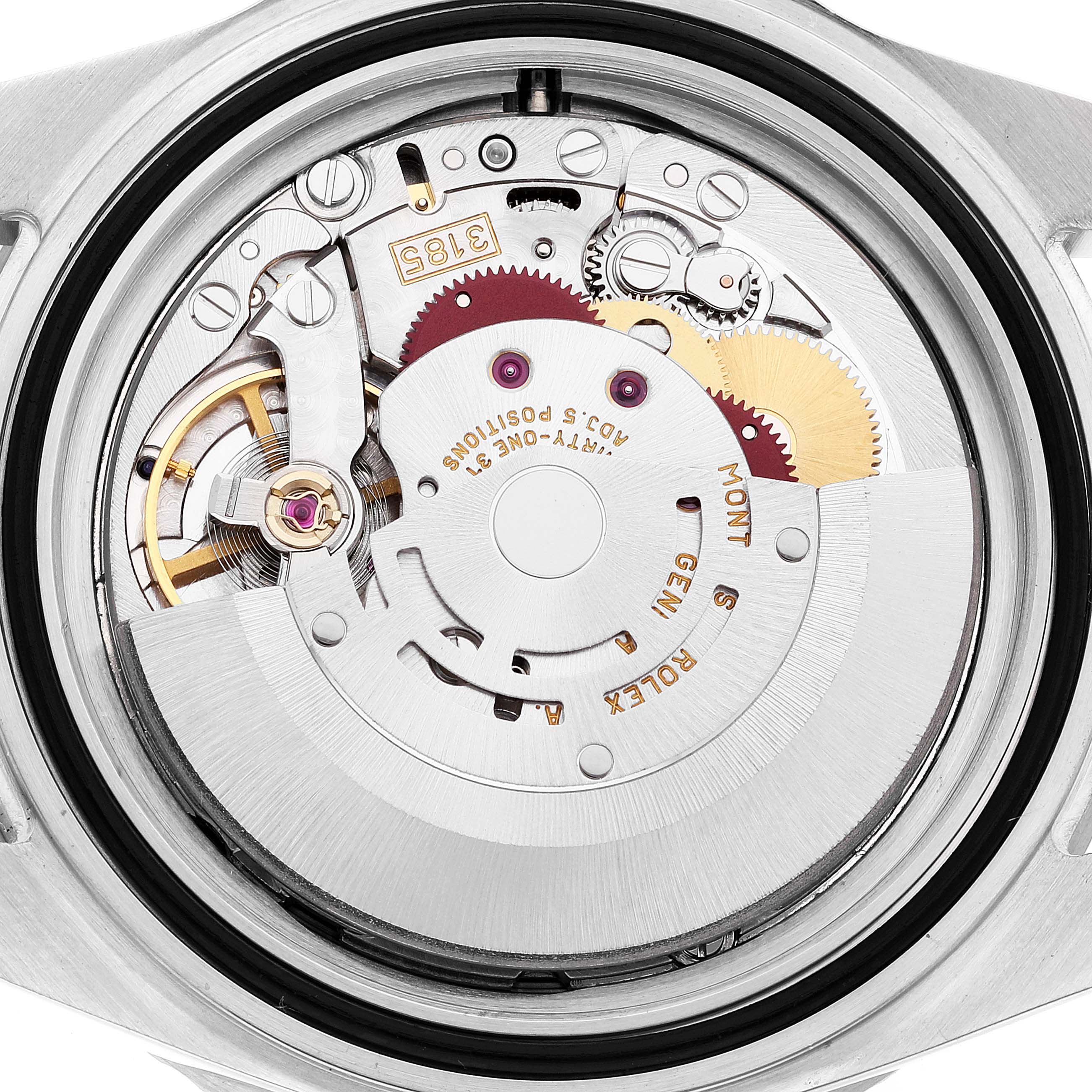 This image shows the back view of the Rolex GMT-Master 16710 Men's Stainless Steel Black Dial 16710 Men's Stainless Steel Black Dial, displaying its exposed mechanical movement and inner components.