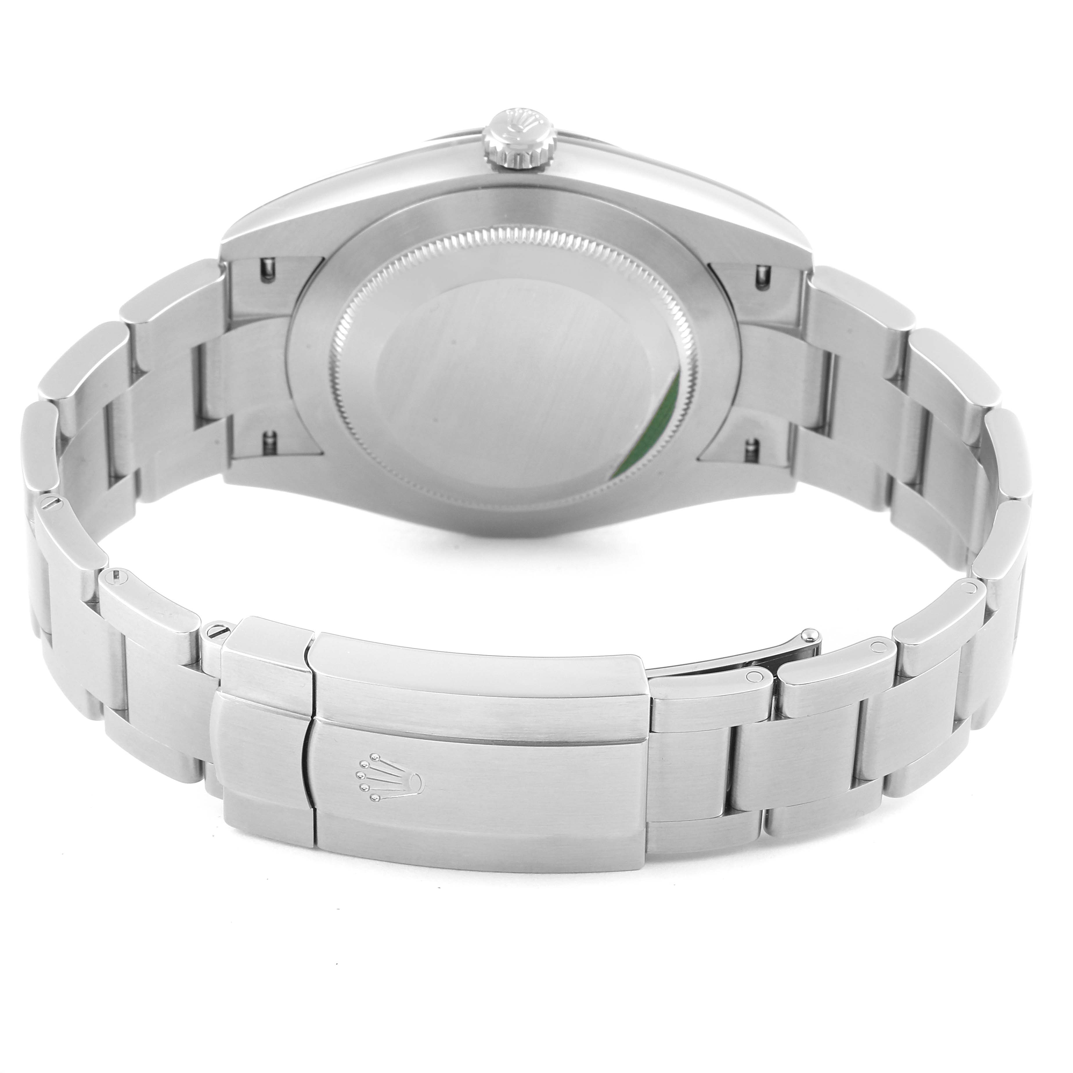 The image shows the back view of a Rolex Oyster Perpetual 124300 Men's Stainless Steel Silver Dial 124300 Men's Stainless Steel Silver Dial watch, focusing on the bracelet and clasp.