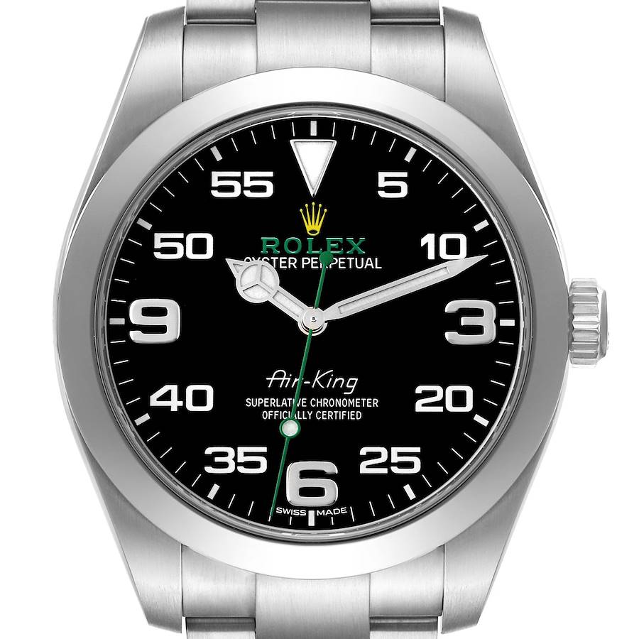 Rolex Oyster Perpetual Air King Green Hand Steel Mens Watch 116900 SwissWatchExpo