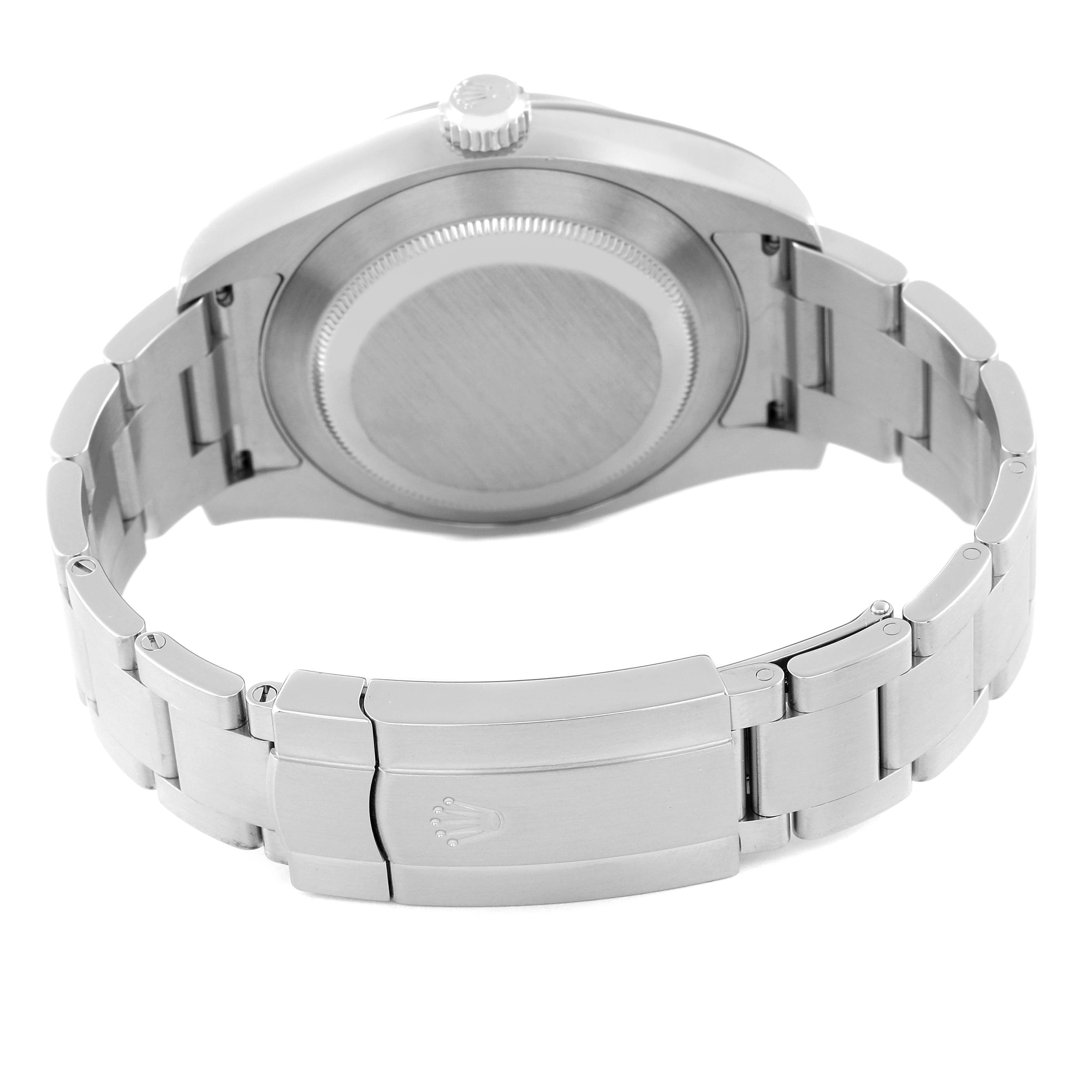 The image shows the back case and bracelet of a Rolex Air-King 116900 Men's Stainless Steel Black Dial 116900 Men's Stainless Steel Black Dial watch, focusing on the clasp and the crown.