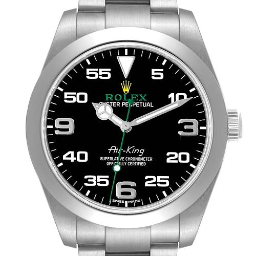 Photo of Rolex Oyster Perpetual Air King Green Hand Steel Mens Watch 116900 Box Card