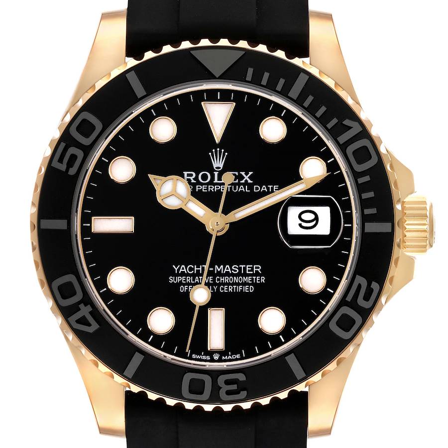 Rolex Yacht-Master Yellow Gold Oysterflex Bracelet Mens Watch 226658 Box Card SwissWatchExpo