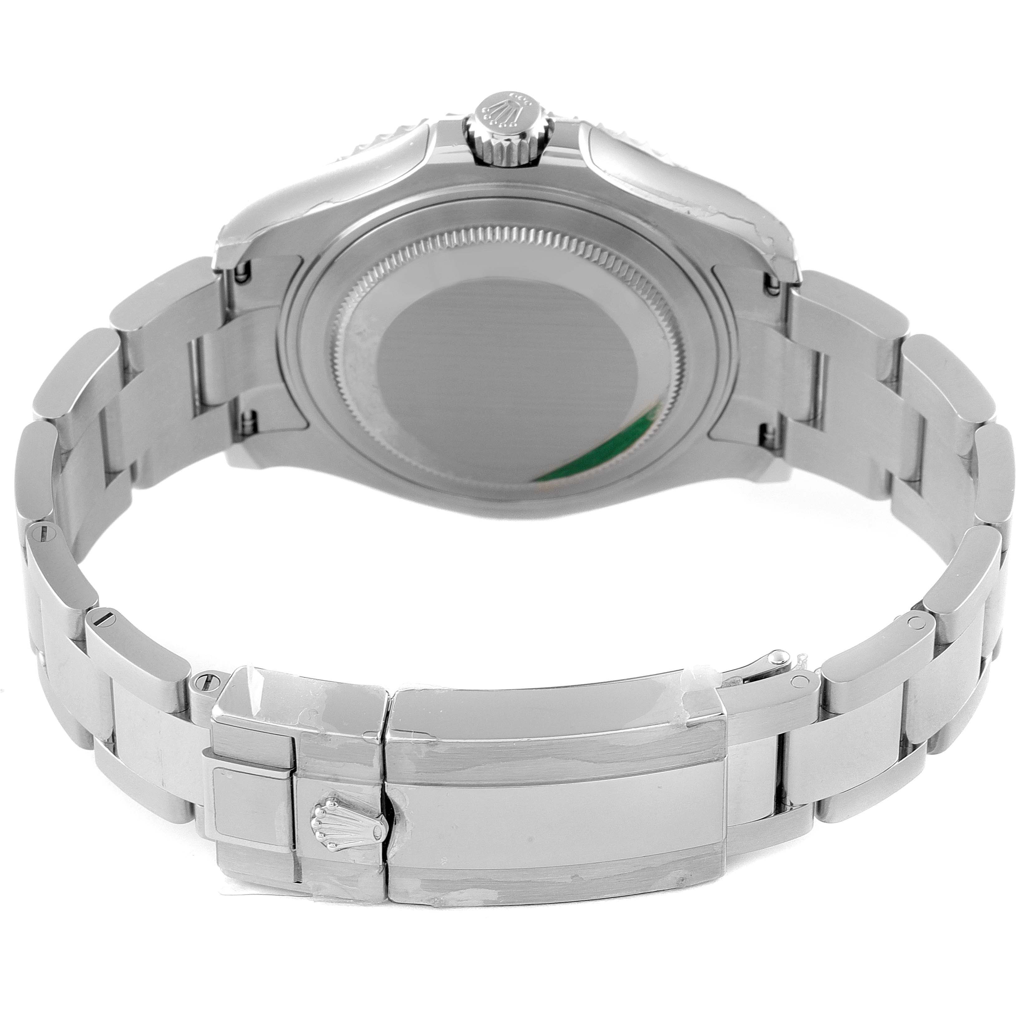 This image shows the back case, bracelet, and clasp of a Rolex Yacht-Master 268622 Men's Stainless Steel Grey Dial 268622 Men's Stainless Steel Grey Dial watch from a rear angle.