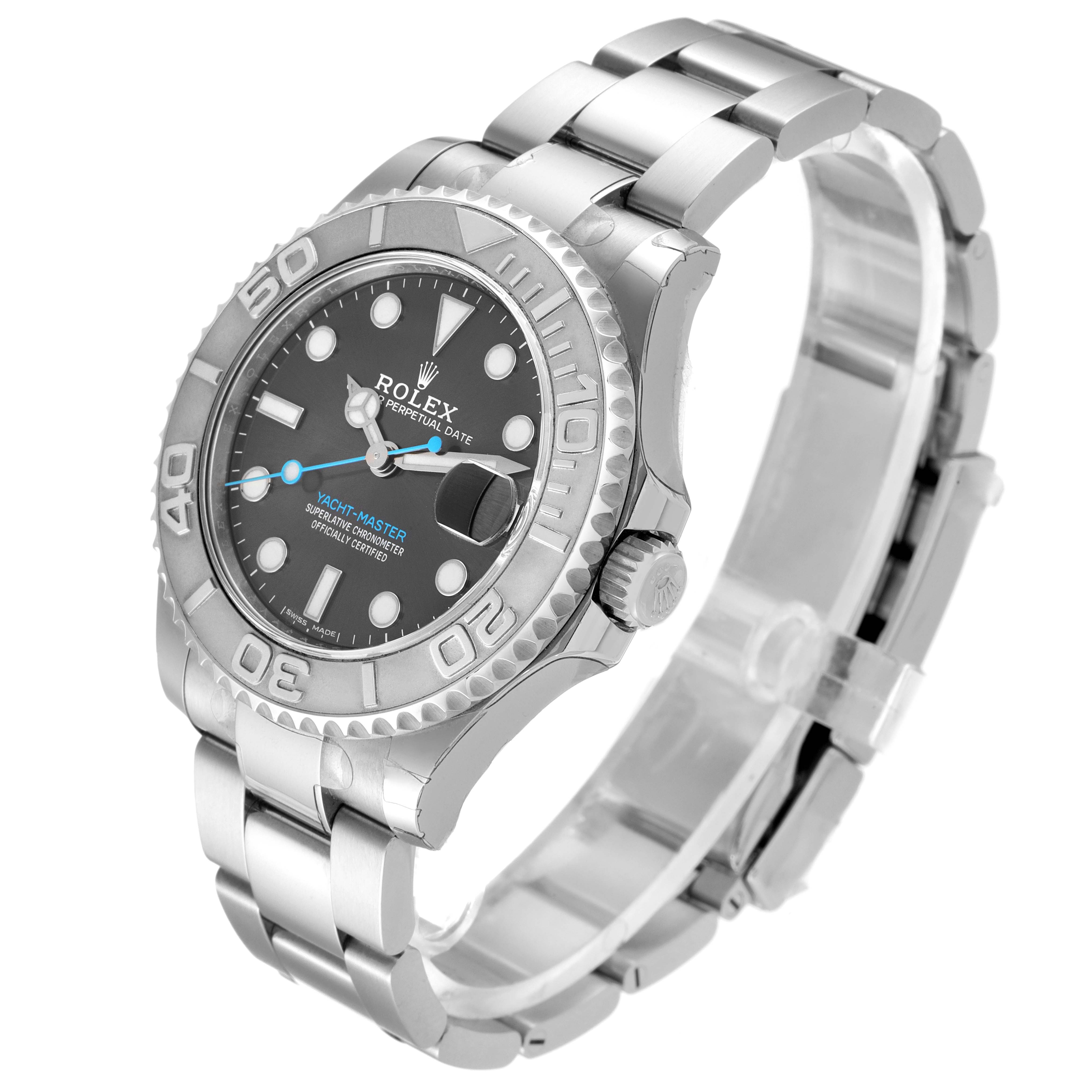 The image shows a Rolex Yacht-Master 268622 Men's Stainless Steel Grey Dial 268622 Men's Stainless Steel Grey Dial watch at a slight angle, displaying the dial, bezel, crown, and bracelet.