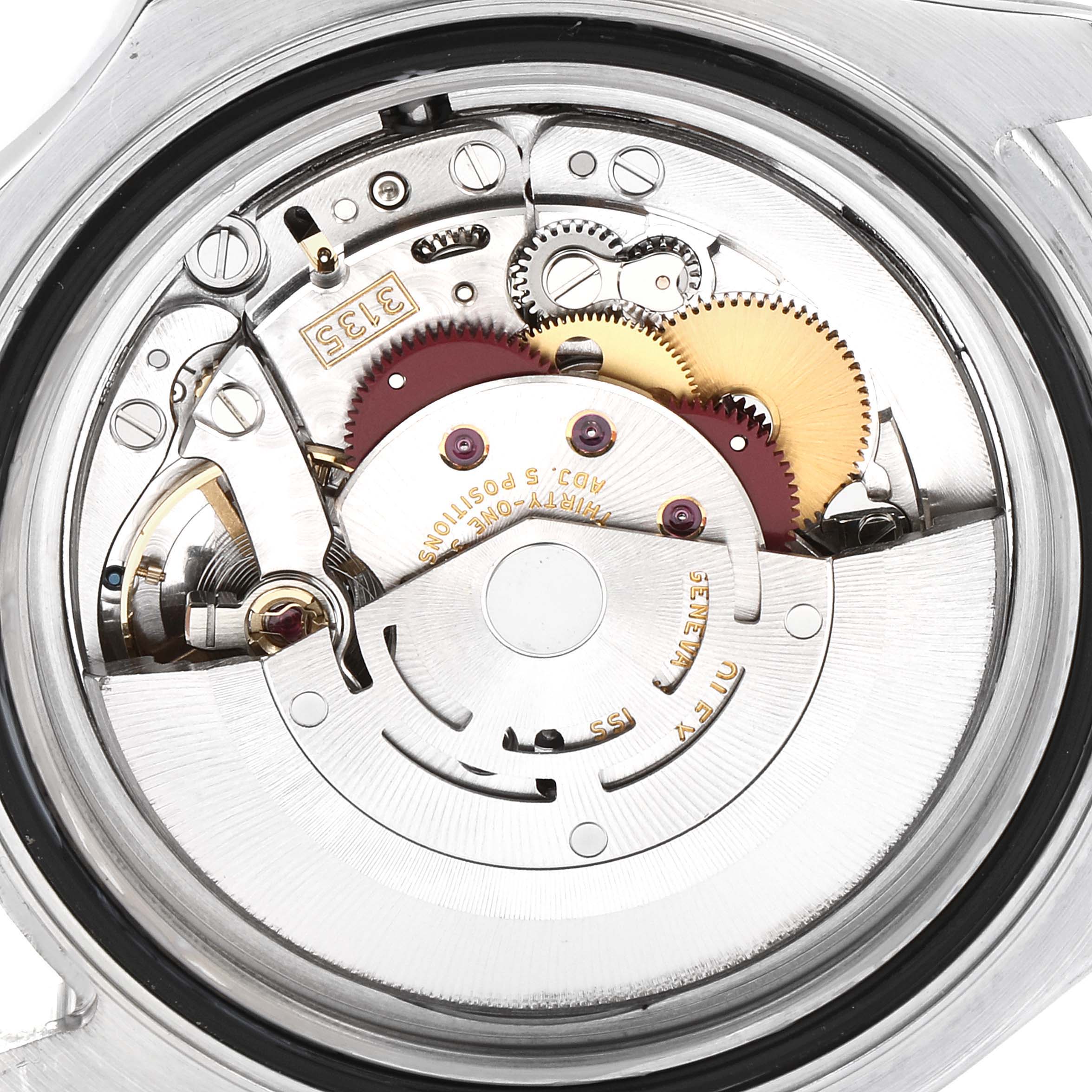 The image shows the back view of the Yacht-Master Rolex watch, focusing on the intricate inner mechanical movements.