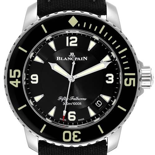 Photo of Blancpain Fifty Fathoms Automatic Steel Black Dial Mens Watch 5015 Box Card