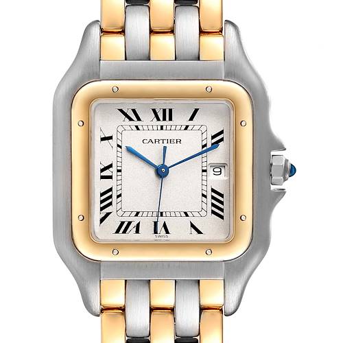 Photo of Cartier Panthere Jumbo Steel Yellow Gold Three Row Mens Watch 30834 Box Papers