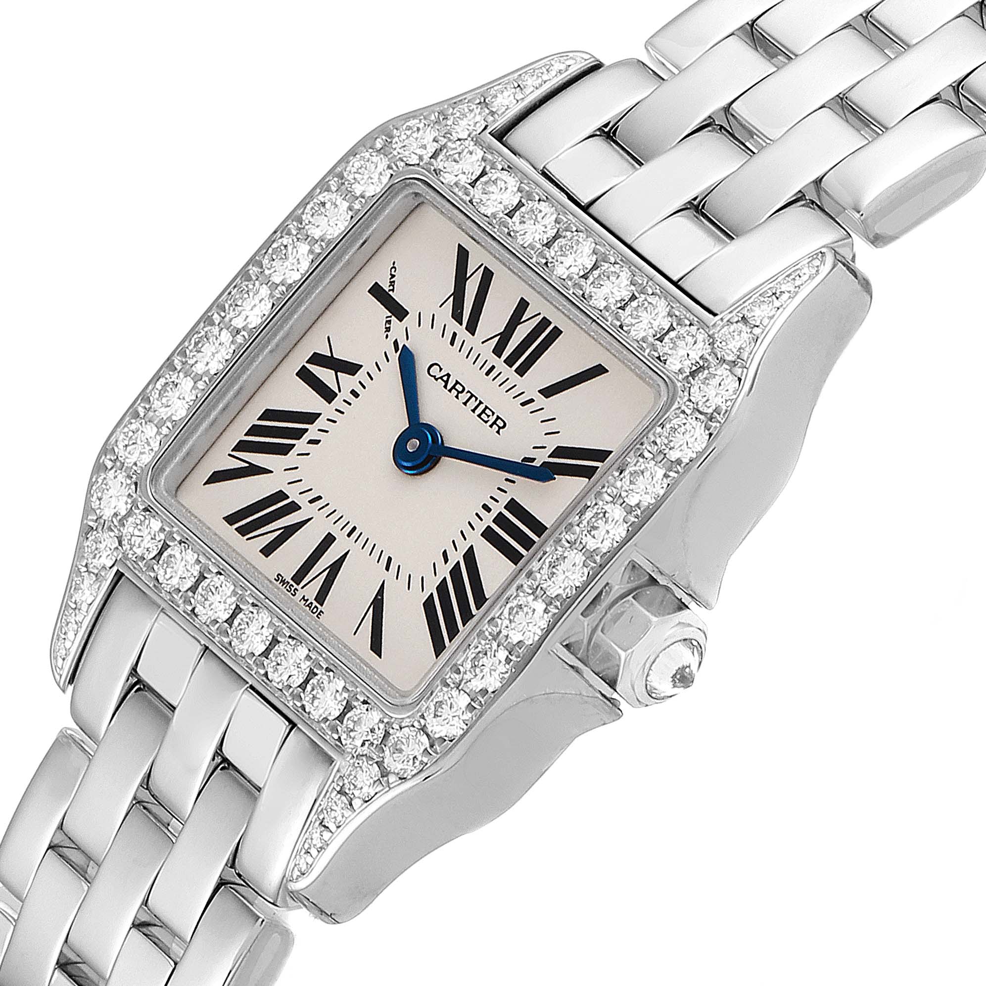 Cartier Santos Demoiselle White Gold Diamond Ladies Watch WF9005Y8 ...