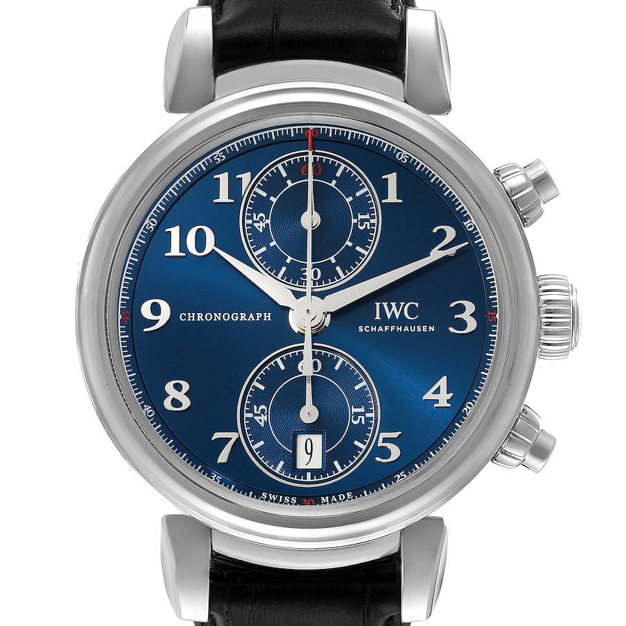 IWC Da Vinci Chronograph Blue Dial Steel Mens Watch IW393402 Box Card SwissWatchExpo