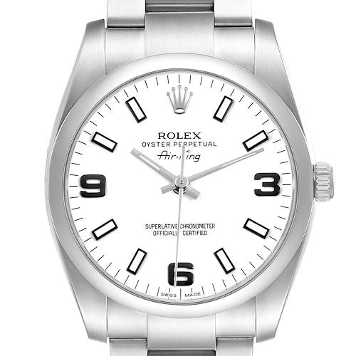 Photo of Rolex Air King 34 Steel White Dial Mens Watch 114200 Box Card