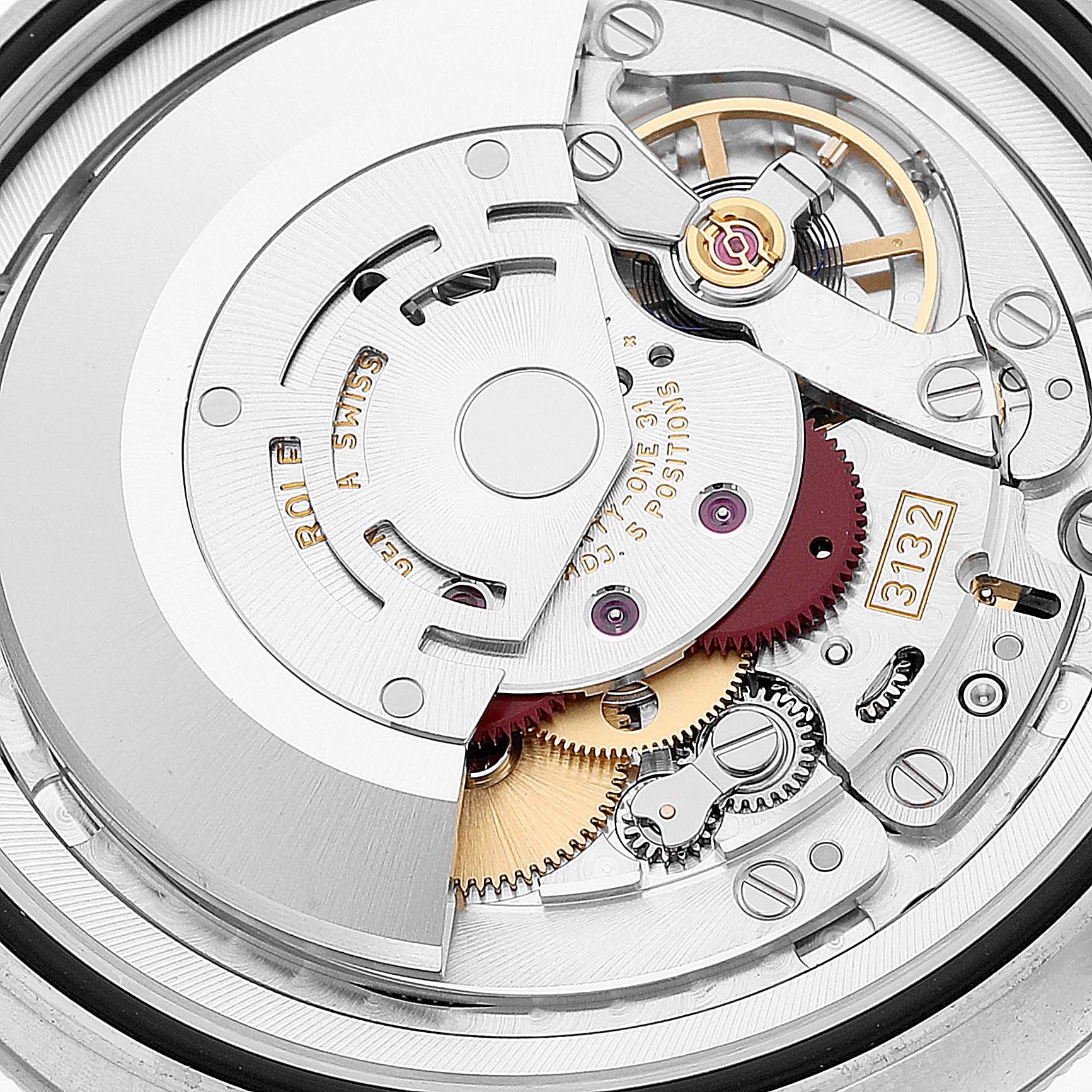 The image shows a close-up view of the movement mechanism of the Rolex Cellini 50609RBR Men's White Gold Black Dial 50609RBR Men's White Gold Black Dial model watch.