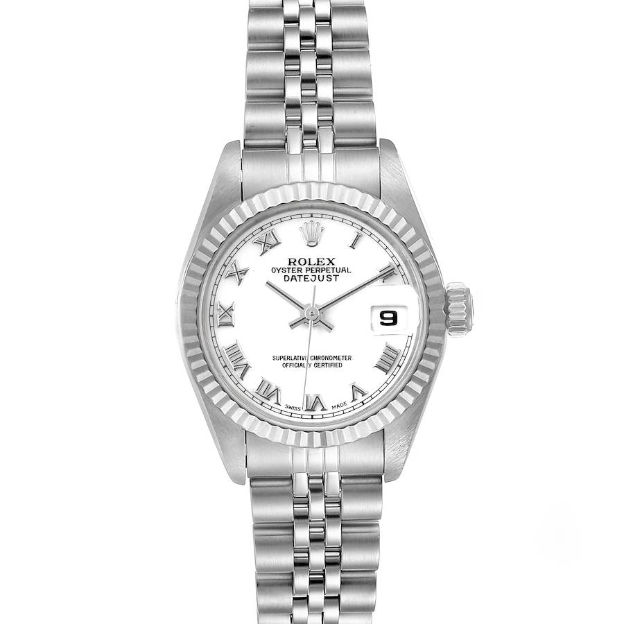 Rolex Datejust 26 Steel White Gold Roman Dial Ladies Watch 69174 Papers SwissWatchExpo